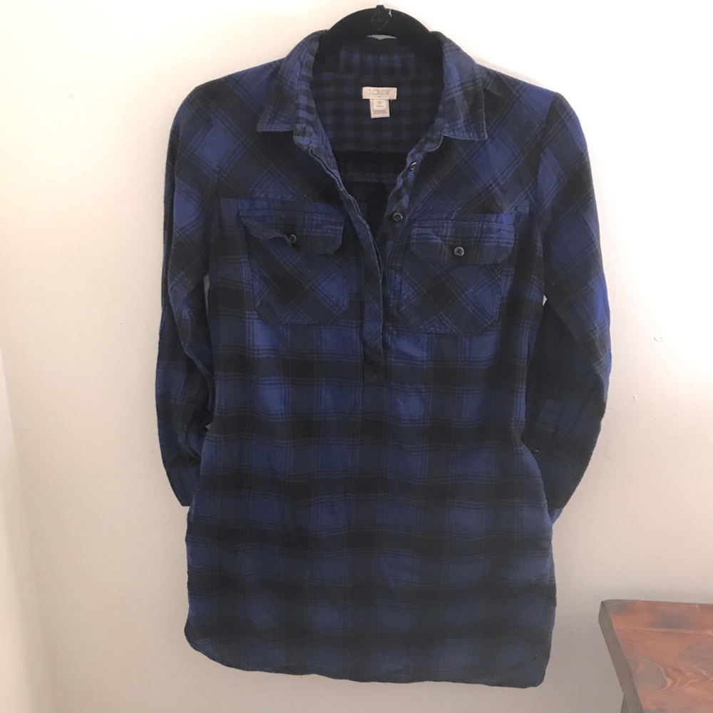 J. Crew Blue Flannel Plaid Dress Tunic